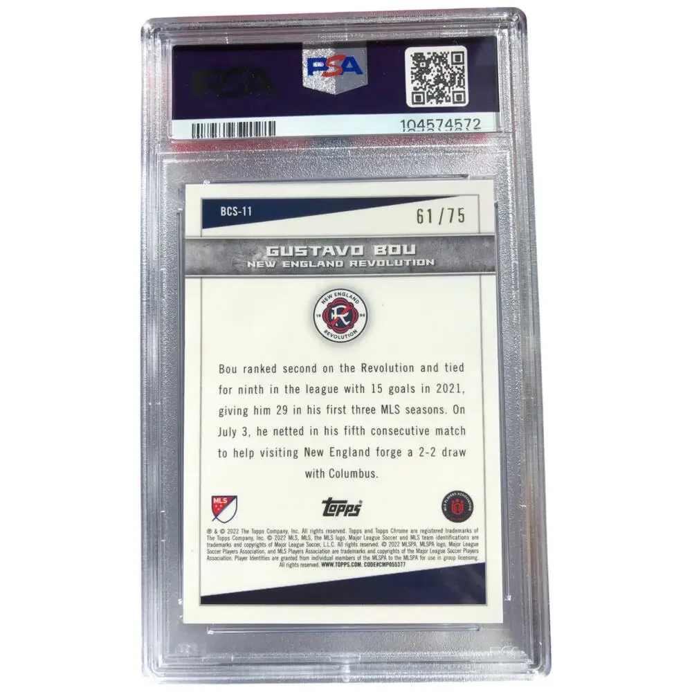 2022 Topps Chrome MLS Big City Strikers Green #BCS-11 Gustavo Bou /75 PSA 9